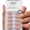 BTArtbox French Tip Press On Nails - Sliver Bells, Lamp-Curable Short Almond Press On Nails with Glue and Adhesive Tabs for Women in 16 Sizes - 32 Soft Gel Glue On Nails Kit