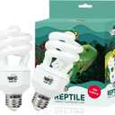 LUCKY HERP 2 Pack UVA UVB Reptile Light, 15W 5.0 UVB Bulb for Tropical and Sub Tropical Reptiles, Compact Fluorescent Terrarium Lamp, Reptile UVB Bulb for Chameleons, Lizard, Turtle
