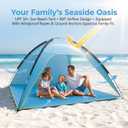 Beach Tent Sun Shelter, Portable Pop Up Beach Tent for 4-5 Person with UPF 50＋ UV Protection, Easy Setup Lightweight Waterproof Ventilation Design Family Sun Shelters for The Beaches, 6.89 x 6.89 FT
