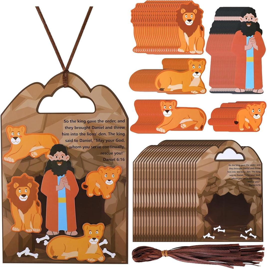 Syhood 24 Set Daniel and The Lion's Den Craft Kit, Sunday School VBS Religious Crafts Easter DIY Christian Bible Craft Kit for School Home Activities