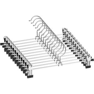 NORTHERN BROTHERS Pants Hangers 20 Pack Skirt Hangers with Clips Metal Adjustable Hanger for Pants Trousers Men Women Kids Clothes