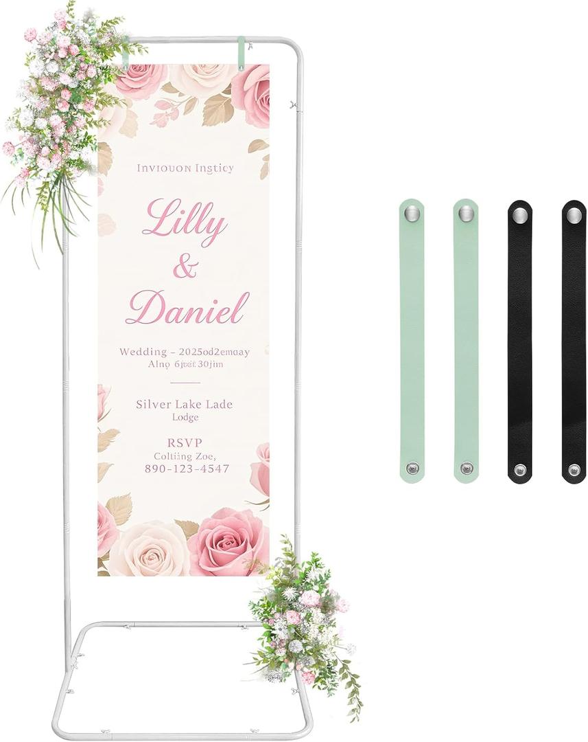 Easel Stand for Wedding Sign Holder Metal Welcome Poster Stands Wedding Seating Chart Stand Backdrop Stand Floral Ceremony Easel for Display in White