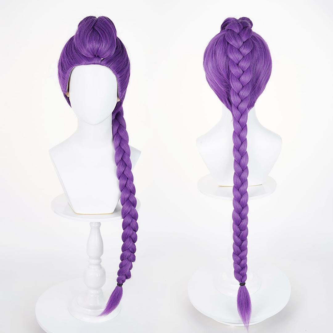 Wiggy Mermaid Long Purple Braid Wig for Women Purple Base Wig with Braids Ponytail Clip + Cap for Stage Party Halloween Costume Cosplay