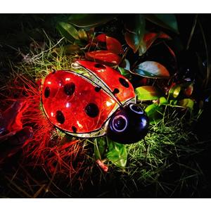 Solar Ladybug Outdoor Garden Statue,Hanging Waterproof LED Solar Lights Outdoor Decor,Metal Ladybug Ornament,Lantern Indoor Figurines for Patio Garden Table Decor for Ourdoor