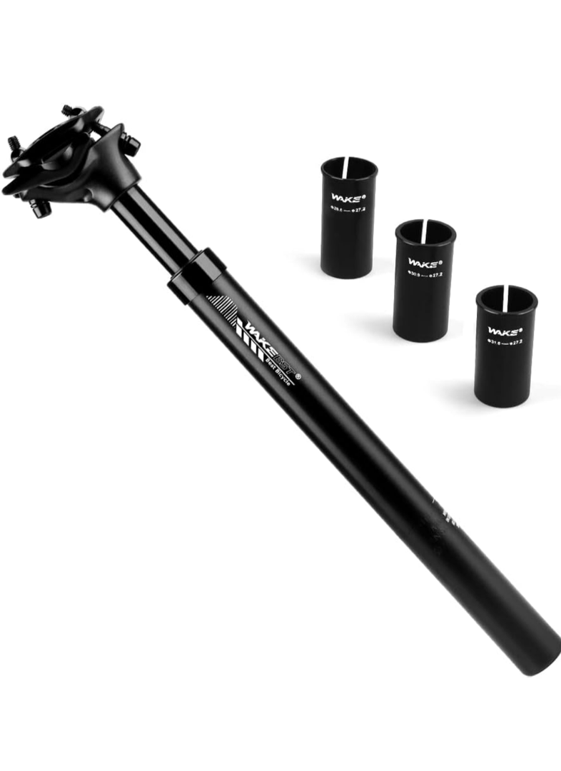 CYSKY Bike Suspension Seatpost 27.2 x 350mm with Bike Seatpost Shim 28.6mm 30.9mm 31.6mm, Shock Absorber Bicycle Seat Post for Mountain Bike Road Bike MTB BMX
