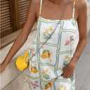 GORGLITTER Women's Floral Mini Wedding Guest Dresses Spaghetti Strap Boho Cami Short Summer Vacation Sundress (White, M)