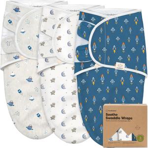 3-Pack Organic Baby Swaddle Sleep Sacks - Swaddles for Newborns, Infant 0-3 Months, Baby Girls, Boys, Soft & Snug Newborn Sleep Sack, Nursery Swaddling Blankets (Cosmo, OS)