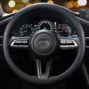 LRITER Car Steering Wheel Cover, Non-Slip Silicone Material, Multiple Color Choices, Universal Auto Parts Steering Wheel Cover, Suitable for Most Cars (Black)
