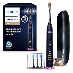 Philips Sonicare DiamondClean Smart 9750 Electric Toothbrush, Sonic Toothbrush with App, Pressure Sensor, Brush Head Detection, 5 Brushing Modes and 3 Intensity Levels, Lunar Blue, Model HX9954/74