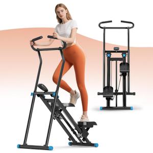 Stair Stepper for Home Gym, 350lbs Vertical Climber Machine with LCD Display, Non-Slip Pedals & 350lb Capacity Compact Folding Cardio Exercise Climber (Blue)