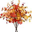 Agusbagli 6 Pcs Artificial Eucalyptus Leaves 28'' Tall Fall Flowers Leaf Greenery Stems Autumn Decorations for Home Wedding Centerpieces Thanksgiving Floral Arrangements