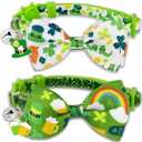 St. Patrick's Day Cat Collar with Bow Tie and Bell, Adjustable Breakaway Shamrock and Rainbow Kitty Collar, Holiday Accessories for Cats and Kittens, Boys and Girls