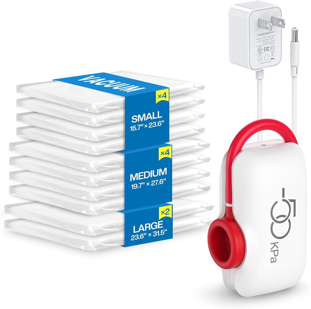 Vacuum Storage Bags for Travel, 10 Pack Vacuum Seal Bags for Clothing Travel, Compression Packing Kit with High Pressure Electric Pump, Space Saver for Clothes Luggage Traveling