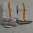 12 PC New Cotton Blend White Restaurant Bar Mops Kitchen Towels (1 Dozen) (12, Gold Stripe)