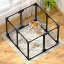 Clear Acrylic Dog Playpen with Door | 35x35x25 Inch Adjustable Pet Playpen | Instant Setup Indoor Dog Pen for Small/Medium Dogs | Hexagon, Octagon Configurations (Black, 8)