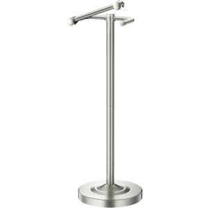Freestanding Toilet Paper Holder Stand, 4.57 LB Weighted Base Toilet Paper Stand with Pivoting Arm, 304 Stainless Steel Floor Toilet Roll Holder No Drilling, 25.6 Inch, Nickel