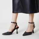 Trary Heels for Women Slingback Pointed Toe Stiletto Heels Ankle Strap Heeled Sandals Comfortable Women's Pumps 3.35" Heel Work Party Wedding Dress Shoes, Size 9.5