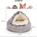 ShinHye Cat Bed Round Plush Fluffy Hooded Cat Bed Cave, Cozy for Indoor Cats or Small Dog beds, Soothing Pet Beds Doughnut Calm Anti-nxiety Dog Bed - Waterproof Bottom Washable, (2323inch, Coffee)