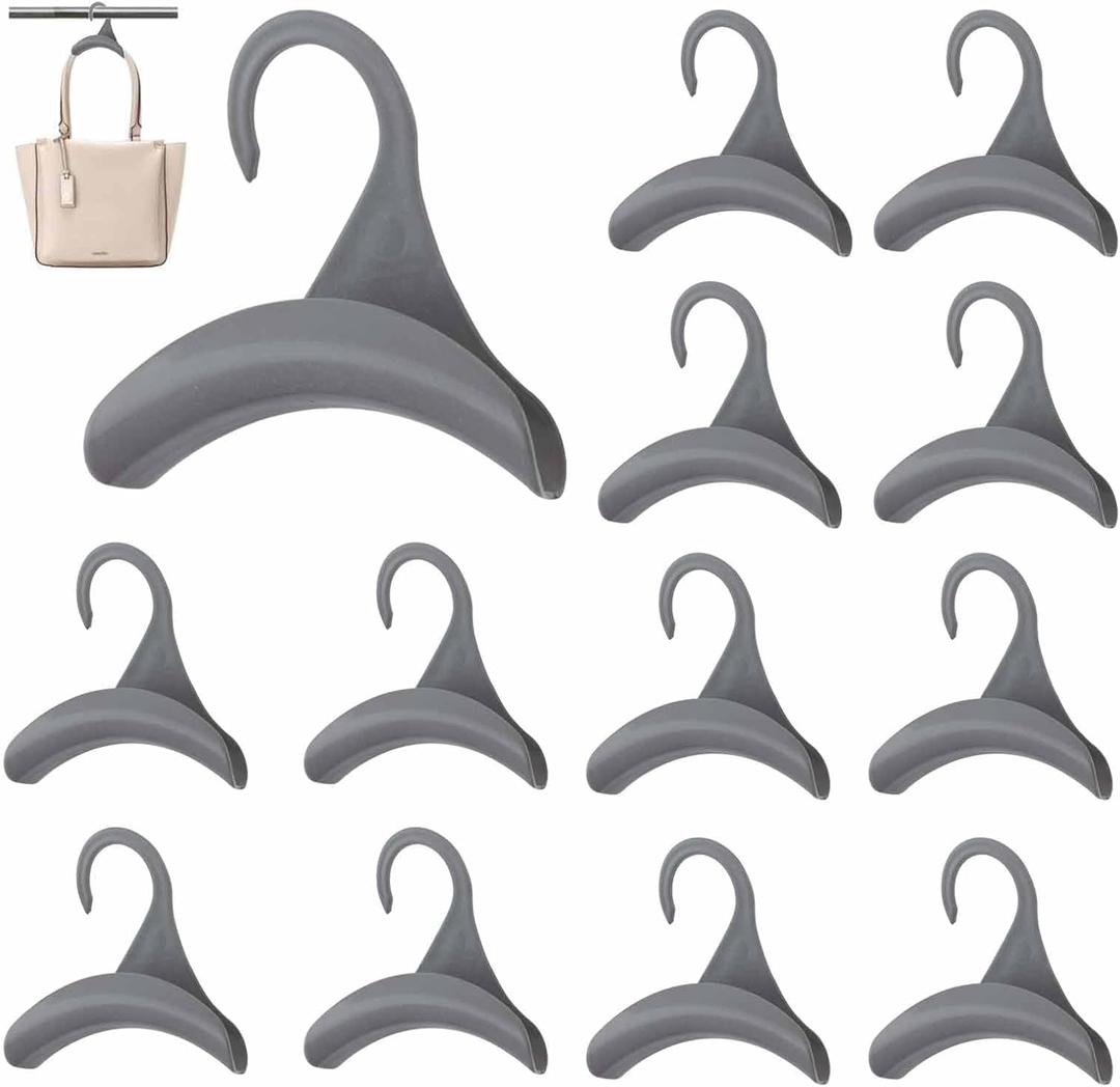 12 Pcs Purse Hanger Hook Acrylic Gray Bag Tie Handbag Belt Hanger Closet Organizer Storage Handbags Tote Holder for Storing Handbags Satchels