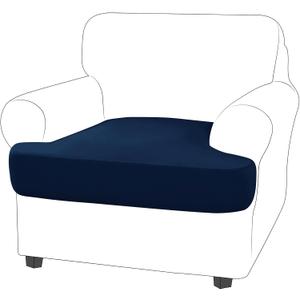 molasofa T-Cushion Sofa Seat Slipcovers Set, Couch Protector for Sectional, Armchair, Loveseat - Stretch Spandex Fabric (1 Cushion Armchair, Navy Blue)