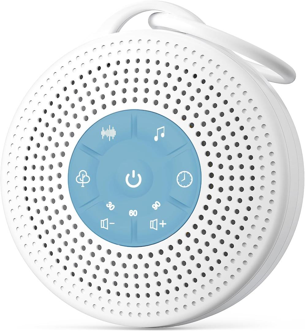 Portable Baby Sound Machine, White Noise Machine with 21 Soothing Sounds, 3 Timer and Memory Function, 2000mAh Powerful Battery, White Noise Sound Machine for Baby Adult (Blue, Normal)