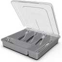 Silverware Tray with Lid, Utensil Holder for Kitchen Counter Plastic Flatware Organizers and Storage holder 5 Compartments Grey