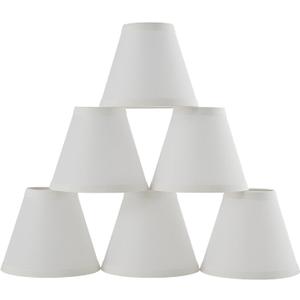 Set of 6 Clip-on Mini Chandelier Lamp Shades,3" X 6" X 5",Small Barrel,Handmade,Traditional Decorative,Natural Linen Lamp Shade,Modern European Style Bell Shade (White)