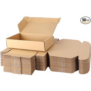 PHAREGE 9x6x2 inch Shipping Boxes Bulk 50 Pack Brown, Tab Lock Tuck Top Mailer Boxes for Packaging Small Business, Small Cardboard Gift Boxes for Wrapping Mailing Present