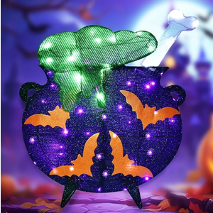 Halloween Decorations Outside Witches Cauldron - HOYECHI Outdoor Halloween Decor Lighted Cauldron 2.5FT, Light Up 3D Witch Cauldron with 60 LED Lights, for Front Yard Porch Gardens Lawns Party