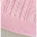 GORGLITTER Women's Cable Knit Chunky Sweater V Neck Long Sleeve Cozy Pullover Jumper Top Pink XX-Large