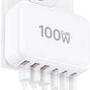 Fast Charger Block, GaN 6 Port USB C Charging Station Hub Cube, 100W Multiport Type C Wall Charger Power Strip Plug with PD 3.0+QC for iPhone13 14 15 16 17 Pro Max XR XS 8 7, Samsung, iPad, Table