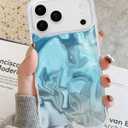 SCORPIFY for iPhone 17 Pro Case [Compatible with MagSafe] with Blue Celestial Ripples and Wave Texture, Cute Magnetic Phone Cover Bumper for Women Girls, Glitter Sparkle Pattern with Gold Accents