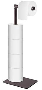 Toilet Paper Holder Stand, Rustproof Bathroom Toilet Paper Stand with Storage for 4 Spare Rolls Reserve Free Standing Tissue Roll Holder for Bathroom, Oil Rubbed Bronze, Naturous