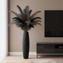 Tall Floor Vase, 23.6 inches Tall Vases Sturdy, Luxury, Textured for Decorative Branches Dried Flowers, Floor Vase for Rustic, Living Room, Shelf Decor (Black)