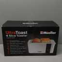 Mueller UltraToast Full Stainless Steel Toaster 4 Slice, Long Extra-Wide Slots for Bagels and Waffles, 6 Browning Levels, LED Display, Cancel/Defrost/Reheat Functions & Removable Tray, Kitchen Gadgets