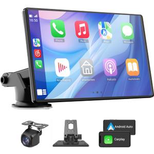 Wireless Carplay and Android Auto Screen for Car, 7" HD Portable Touch Screen Car Stereo with Bluetooth, Backup Camera, Navigation, Mirror Link for All Vehicles