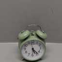 Peakeep Loud Battery Alarm Clock for Heavy Sleepers Adults Kids, Analog 4.5" Twin Bell Old School Fashioned Style for Bedrooms Living Room Decor (Avocado Green)