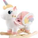 FUNLIO Unicorn Baby Rocking Horse, Rainbow Fairy Unicorn Rocking Horse for Toddlers 6 Months to 3 Years, Stuffed Ride-on Animal Rocker, Easy to Assemble, CE & CPC Certified, Large