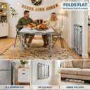 Portable Stainless Steel Metal Folding Table 40" x 24" No-Assembly, 40" x 24" x 30"