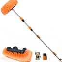 SISUPASSIE 12FT Car Wash Brush with Long Handle, 12-Inch Soft Bristle Car Cleaning Brush for Cleaning RV, Truck, Boat, Solar Panels, Orange