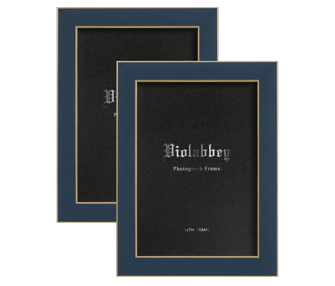 VIOLABBEY 5x7 Picture Frame Navy Blue Set of 2, Colorful 5 x 7 Photo Frame for Wall Mounted or Tabletop Display, Real Glass, Modern Style