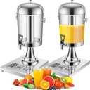 Gisafai 2 Pcs 2 Gallon Drink Dispensers for Parties, Beverage Dispenser with Stand, Stainless Steel Hot Cold Juice Dispenser with Centre Ice Core and Drip Trays for for Beer, Water Lemonade