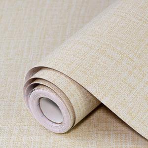 Beige Grasscloth Peel and Stick Wallpaper 17.3"x120" Faux Linen Textured Contact Paper Removable Self Adhesive Vinyl Wallpaper for Bedroom Bathroom Kitchen Cabinets