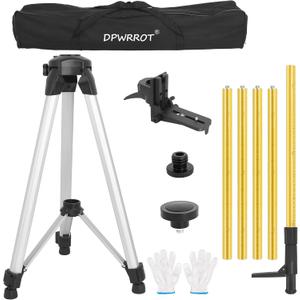 Telescoping Laser Level Pole with Tripod, 12Ft./3.7M Laser Level Tripod Include 1/4-Inch by 20-Inch Mount for Rotary and Line Laser Level, Laser Stand with 5/8-11 Threaded Adapter Laser
