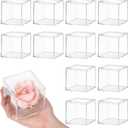12 Pcs Clear Acrylic Box with Lid 3 x 3 x 3 Inch Decorative Plastic Display Box Acrylic Gift Box Tiny Square Boxes Clear Storage Containers for Home Candy Treats Jewelry Display