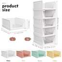 SNSLXH 5 Pack Stackable Closet Storage Basket, Multifunctional & Foldable Closet Organizer for Bathroom Kitchen, Laundry Room, Wardrobe Storage, Space-Saving Clothes Storage Drawer Organizer, White