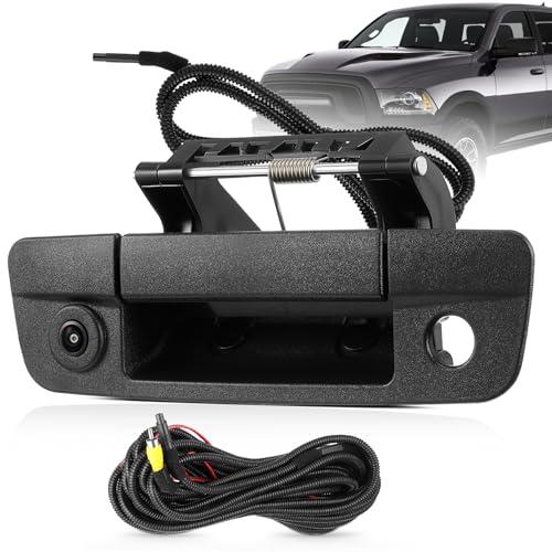 Tailgate Handle Backup Camera Fit for Dodge RAM 1500 2009-2017,Fit for Dodge RAM 2500 3500 2010-2017 Tailgate Reversing Rear View Park Assist Camera RCA Plug Replace# 68084284AB