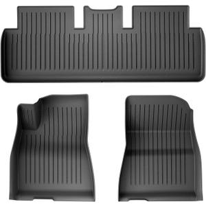 Custom Fit Floor Mats for 3 2020 2021 2022 2023 Model, TPE All Weather Car Floor Liner, 1st and 2nd Row Front & Rear Full Set - Black, 3Pc