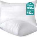 Oubonun Standard Size Pillows Set of 2 - Fluffy & Supportive Down Alternative Pillows with Zippered Cotton Cover - Breathable and Cool for All Sleeping Positions - Machine Washable - 20"x26"