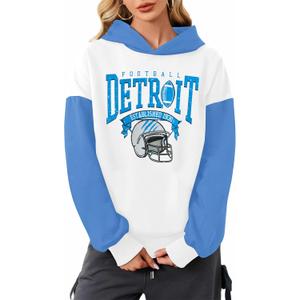 BANGELY Game Day Hoodie Women Cute Football Graphic Pullover Sweatshirt Football Season Sweaters Fans Y2k Casual Holiday Tops (Small, White)